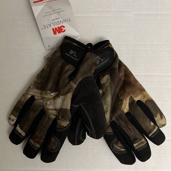 Wells Lamont Work Gloves Mens L Brown Adjustable Strap Camo Insulated - Picture 2 of 11